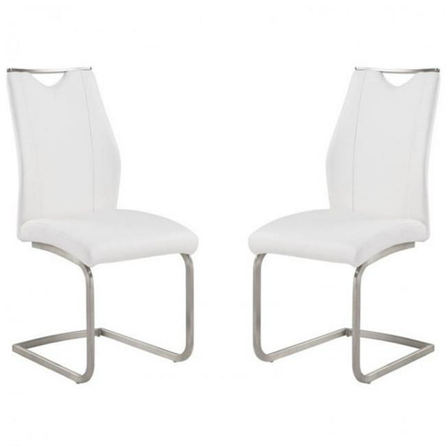 Bravo Contemporary Side Chair In White and Stainless Steel