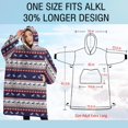 thumbnail image 4 of Oversized Wearable Blanket Hoodie,Dark Blue Christmas Reindeer and Donkey Pattern Sherpa Blanket Hoodie with Super Pockets,Super Warm Fuzzy Pullover for Women & Men, 4 of 6