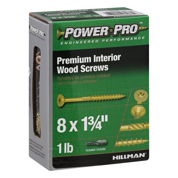 HILLMAN FASTENERS Wood Screws, Star, Zinc & Yellow Dichromate, 8 x 1.