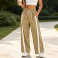 thumbnail image 5 of hotojiny Wide Leg Pants for Women Fashion High Waist Side Striped Baggy Sweat Pants Drawstring Athletic Casual Pants(Khaki,X-Large), 5 of 6