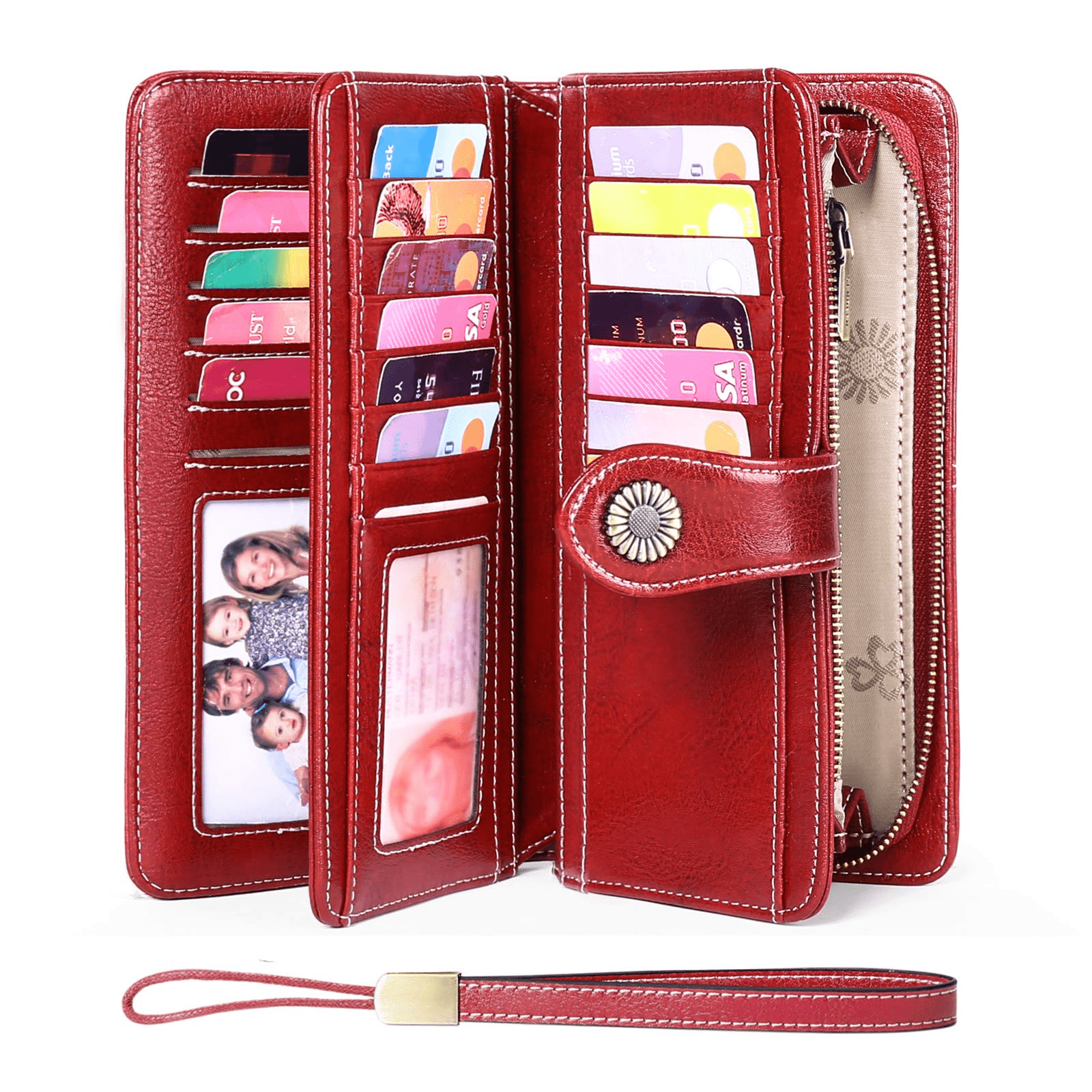 FALAN MULE Wristlet Wallets for Women Genuine Leather RFID Blocking