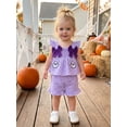 thumbnail image 4 of Loicainy Baby Toddler Girl Halloween Clothes Set 6 9 12 18 24 Months 2T 3T Pumpkin/Ghost/Bat Embroidered Plaid Print Fly Sleeve Square Neck Tops and Shorts 2 Pieces Outfits, 4 of 9