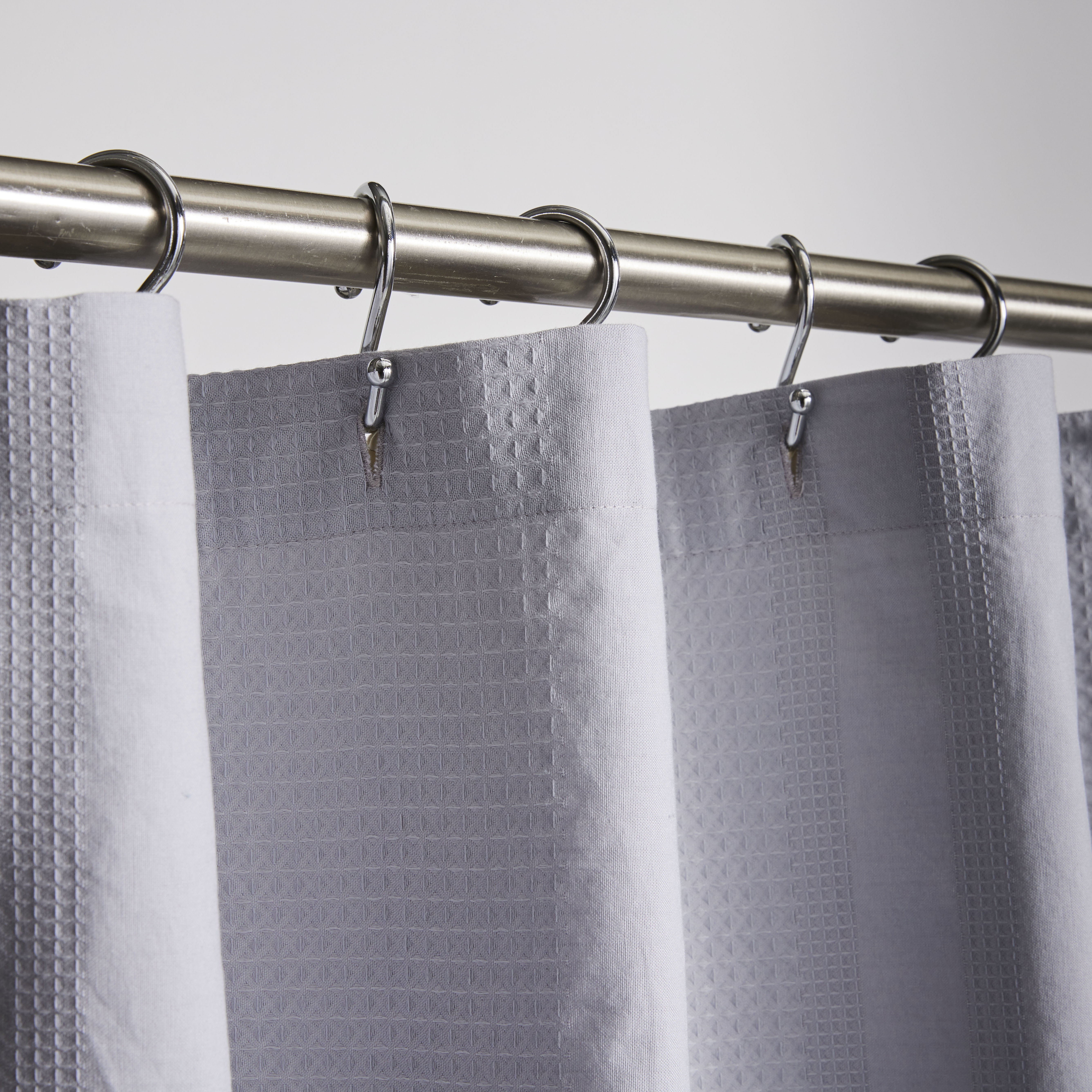 Better Homes & Gardens Waffle Stripe Shower Curtain – Soft Silver, 72" x 72" – Textured Fabric for Modern Bathroom Décor