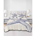 thumbnail image 2 of Quilts Queen Size Bedding Set, Blue Starfish Coastal Reversible Summer Quilt 3 Pieces, Summer Beach Nautical Beige Lightweight Bedspreads Coverlets with 2 Pillow Shams for All Seasons, 2 of 5