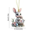 thumbnail image 3 of Bunny Easter Ornament, 2D Flat Acrylic Rabbit Pendant Hanging Decor, for Spring Party House Decoration Car Rearview Mirror Backpack, 3 of 6