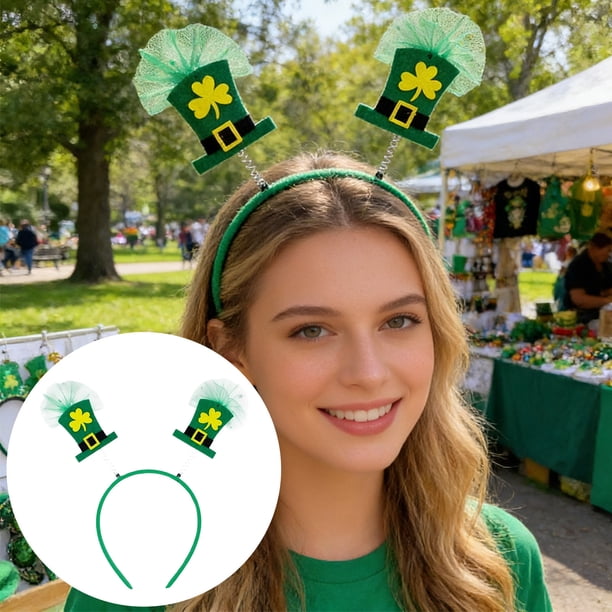 CaiYueKe St. Patrick's Day Headband Shamrock Party Hat Irish Festival Accessories Green Decorations for Adults Parade Costume Carnival Hair Band