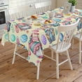 thumbnail image 4 of Easter Gnomes Eggs Rectangle Tablecloth, Bunny Ears Spring Flowers Country Yellow Waterproof & StainResistant Tablecloth, Washable Oil-proof Table Cover for Dining/Party/Wedding/Buffet 54x108 In, 4 of 9
