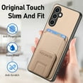 thumbnail image 5 of Allytech Card Holder Back Cover Case for Samsung Galaxy S23 FE, PU Leather TPU Hybrid Kickstand Anti-Scratch Shockproof Slim Vintage Phone Case for Galaxy S23 FE, Khaki, 5 of 8