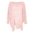 thumbnail image 3 of Sweaters for Women 2025 Oversized Hollow Out Crochet Irregular Hem Batwing Boat Neck Jumper Womens Pullover Sweaters, 3 of 5