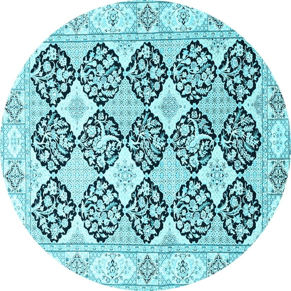 Ahgly Company Indoor Round Persian Light Blue Traditional Area Rugs, 6' Round