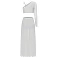 thumbnail image 3 of Sholeno Lyrical Dance Dress for Womens Rhinestones Crop Top with Split Skirt 2 Piece Dancing Outfit White XL, 3 of 4
