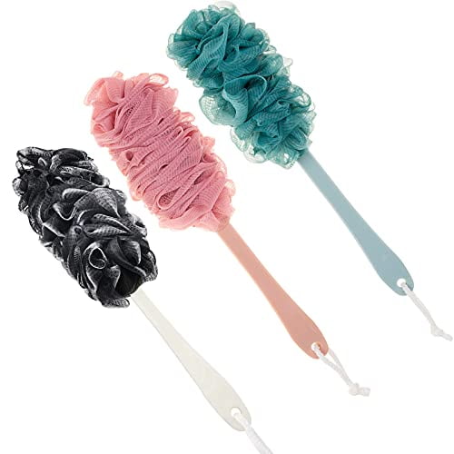 Back Scrubber for Shower,Loofah Long Handle Bath Body Brush,Soft Nylon Mesh Sponge for Shower,Loofah On a Stick for Men Women,Exfoliating Scrub Cleaning Luffa for Elderly (3Pack-NewMix)