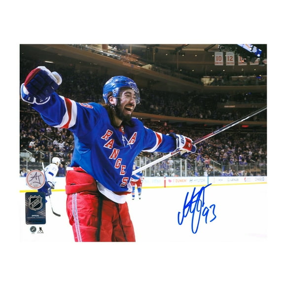 Mika Zibanejad Signé Célébration du But des Rangers de New York Photo 8x10