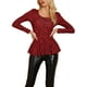 thumbnail image 1 of INSPIRAR CHIC Blusas de Mujer de Manga Larga con Estampado y Cuello Redondo Peplum S Rojo-Leopardo, 1 of 8