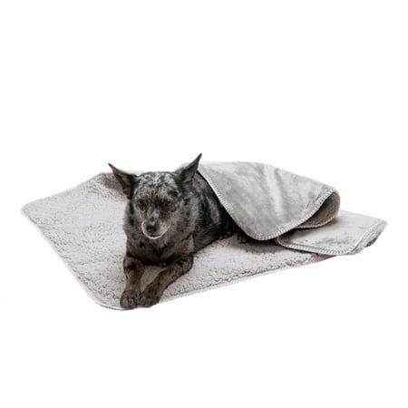 UPC: 0842229116731 | FurHaven Pet Throw Blanket | Waterproof Snuggly & Warm Faux Lambswool & Terry Pet Throw Blanket Silver Gray Medium