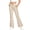 Beige, variant on Girls School Uniform Pant Striped Slim Fit Bell Bottom Trousers Fitted Flare Leg Pants High Waist With Side Pocket Button Fly Trouser Preppy Outfit (Navy,7-8 Years)