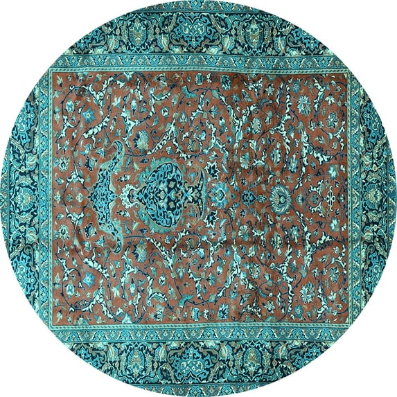 Ahgly Company Indoor Round Persian Light Blue Traditional Area Rugs, 6' Round