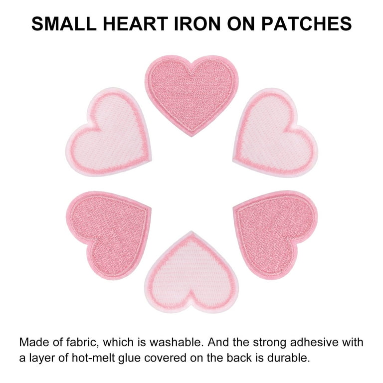 Uxcell Heart Shaped Iron on Patches Embroidered Iron on Transfer Patch for Clothing Jackets Pink 30pcs 1.57 inchx1.37 inch