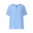thumbnail image 4 of Jinhomg Lightweight Summer Cardigan, Womens Cotton Linen Beach Shirts Casual Loose Button Down Short Sleeve Vacation Blouses Sky Blue XL, 4 of 8
