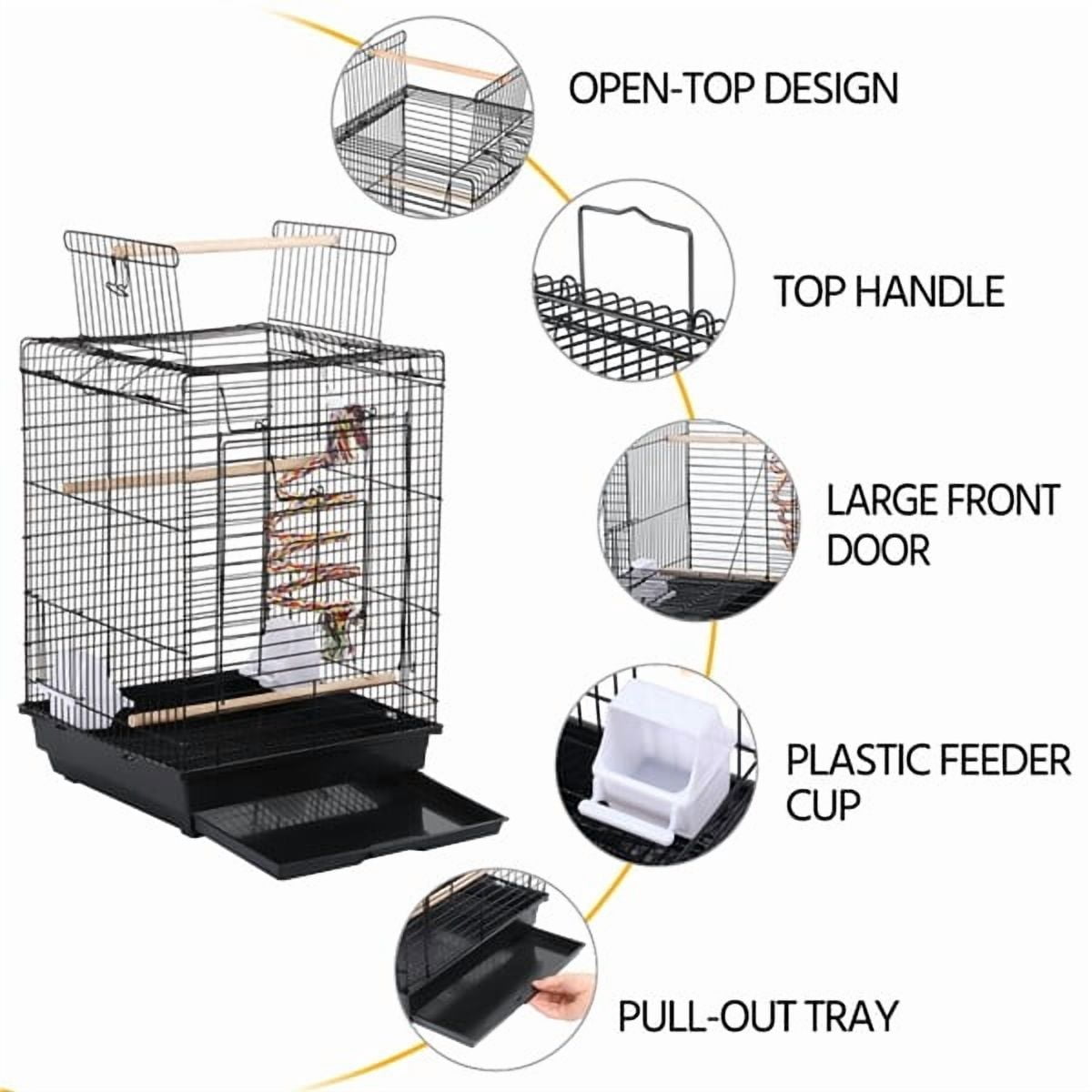 ZYPPP 23" Play Open Top Travel Bird Cage Carrier for Canary Cockatiel Small Parrots