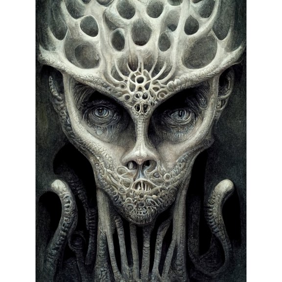 Organic Wise Alien Face With Human Eyes Unframed Wall Art Print Poster Home Decor