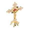 thumbnail image 5 of Cruz de pie de Metal, decoración de diamantes de imitación rojos, crucifijo de pie de elegancia Retro exquisita con Base para hogares cristianos, 5 of 5