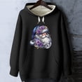thumbnail image 6 of Women's Christmas Print Loose Casual Long Sleeve Hooded Sweatshirt, Festive Fall Winter Wear with Comfortable Fit and Holiday Design for Seasonal Activities,Black,L, 6 of 7