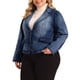 thumbnail image 4 of Chaquetas de mezclilla de talla grande Agnes Orinda para mujeres, blazers de trabajo con solapa de jean, azul oscuro 1X, 4 of 5