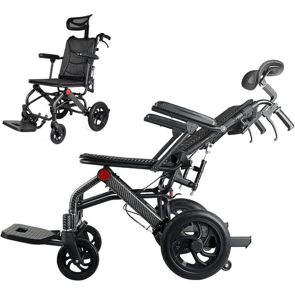Lightweight Wheelchair Foldable for Adults, Folding Wheelchair  for Seniors Support 220lbs, Manual Aluminum Wheelchair for Elderly