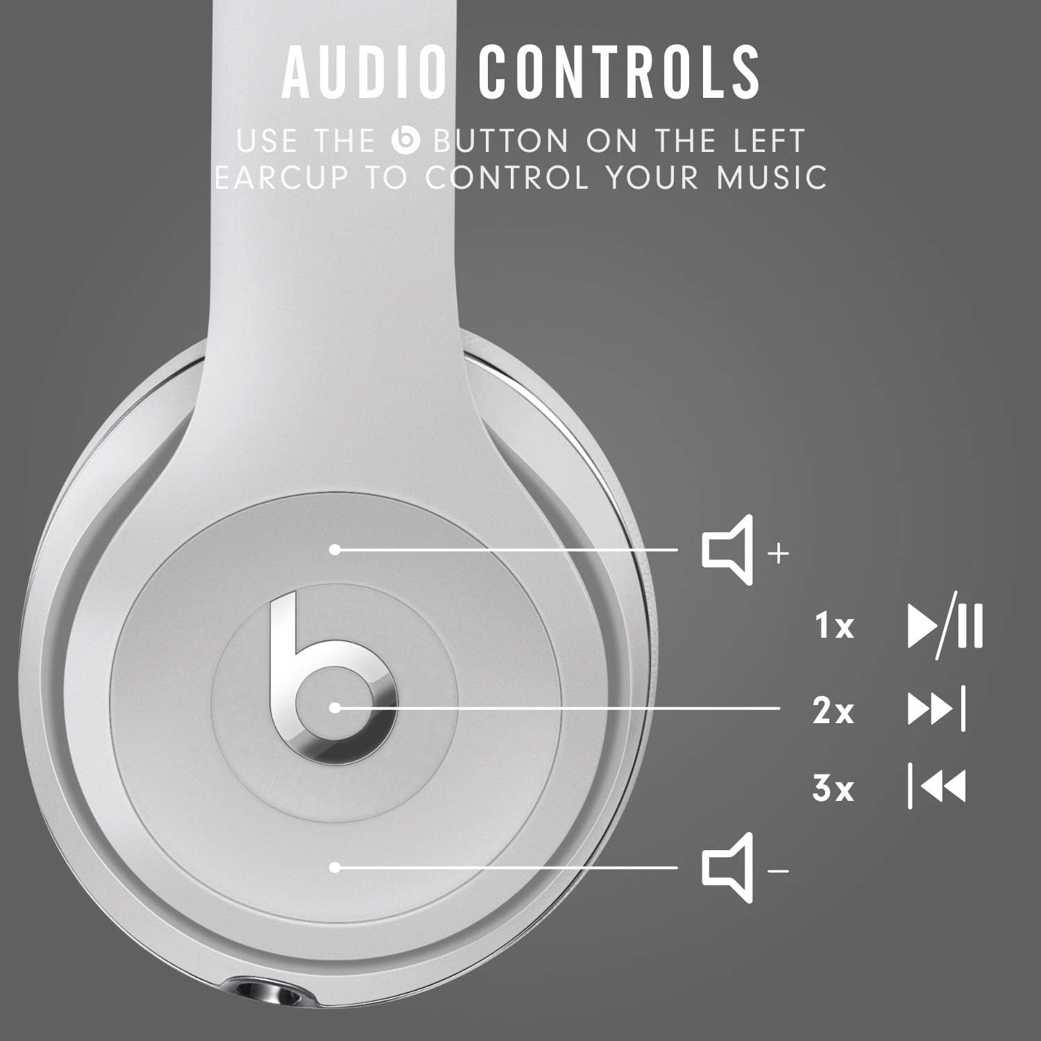 Beats Solo3 Wireless On-Ear Headphones - Apple W1 Headphone Chip, Class 1 Bluetooth, 40 Hours of Listening Time, Built-in Microphone - Silver