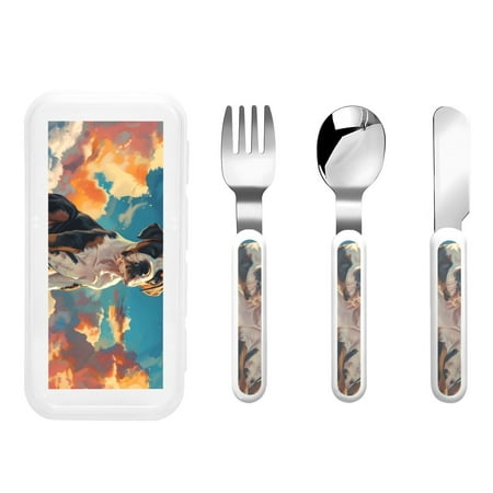 

Kdxio Colorful Sky Puppy Toddler Utensils Set - Kids Silverware Set Set Kids Utensils Set with Case for Preschooler Children
