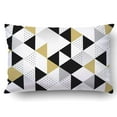 thumbnail image 1 of BSDHOME Taie d'Oreiller Triangles Abstraits Or Noir et Blanc Housse de Coussin 20x30 Pouces, 1 of 2