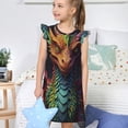 thumbnail image 4 of Fotbe Whimsical Dragon Color Cool Vestido de Dormir para Niñas de 3 a 10 Años, Mangas Cortas, Estilo Princesa, Pijama Camisón con Mangas Voladas-XX-Large, 4 of 6