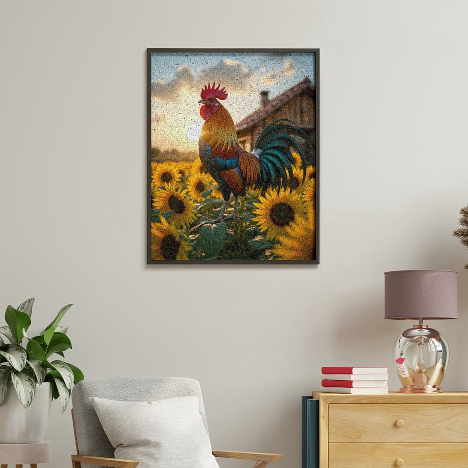 Paint by Numbers Kit for Adults, Sunrise Rooster Among Sunflowers Paint by Numbers, Easy Paint by Numbers Kit for Adults Beginner, DIY Adult Paint by Number Kits on Canvas, Home Decor