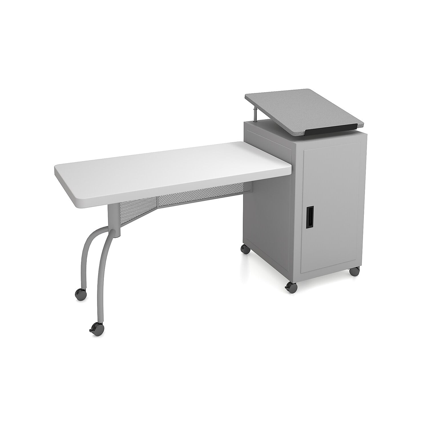 Oklahoma Sound Edupod Series Metal Teacher's Desk and Lectern Combo in Gray