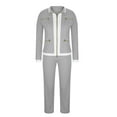 thumbnail image 6 of UAMVSH Women's 2 Piece Outfits Trendy Color Block Sweatsuit Full Zip up Jacket Top and Straight Leg Sweatpants Tracksuit Lounge Travel Sets(Medium,Gray), 6 of 7