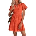 thumbnail image 1 of Vestido PRETTYGARDEN Verano 2025 Escote en V Encaje Naranja XXL, 1 of 8