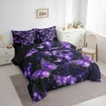 thumbnail image 3 of Feelyou Bling Purple Butterfly Bedding Comforter Set 7 Pieces, Psychedelic Stars Cloud Full Bedding Set, Modern Fashion Style Reversible Fitted Sheet Flat Sheet, Lightweight Room Decor, 3 of 7