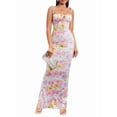thumbnail image 3 of Women'S Summer Floral Bodycon Maxi Dress Spaghetti Strap Sleeveless Bohemian Maxi Dress White Pink Yellow XL, 3 of 8