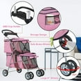 thumbnail image 5 of Dkelincs Double Tier Dog Stroller Cat Stroller Travel Folding Pet Stroller 4 Wheels Jogger Stroller with Removable Pad & Cup Holder, Pink, 5 of 7