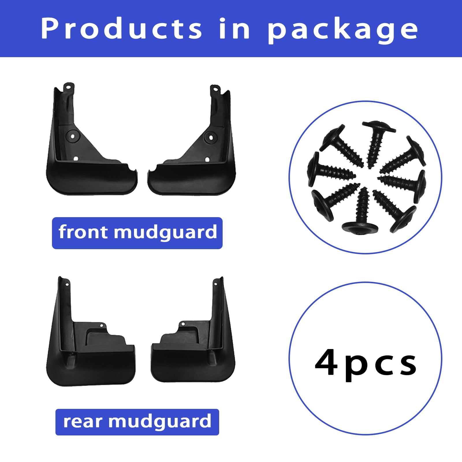 For Toyota Corolla 2020-2023 Mud Flaps Accessories, No Drilling Mudguards, Front & Rear Splash Guards 4PCS-black