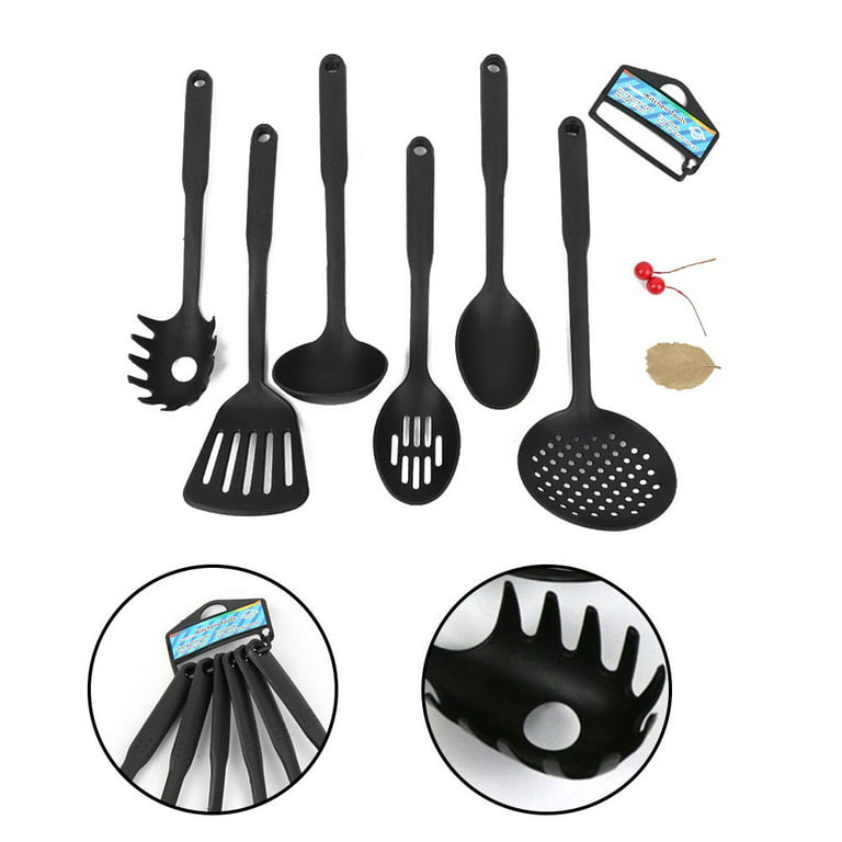 Country Kitchen 6 pc Non Stick Silicone Utensil Baking Set with Rounded  Wooden Handles for Cooking and Baking - White