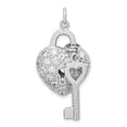 thumbnail image 4 of Silver Polished C.Z Heart and Key Charm Pendant, 4 of 5