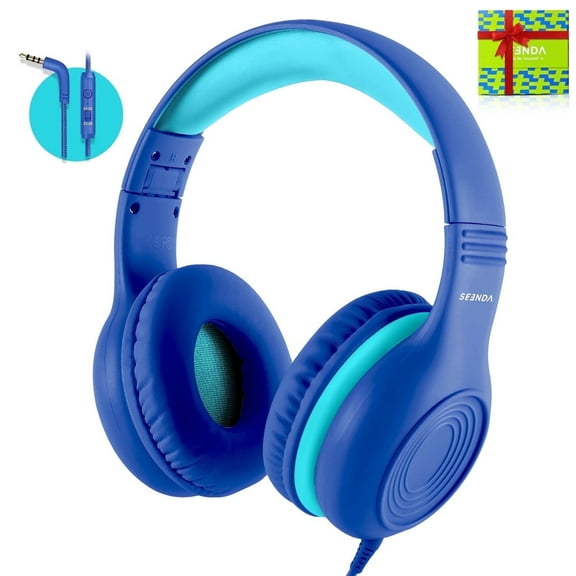 Seenda Kid's Foldable Wired Over-Ear Headphones, Blue, HKC306
