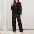 thumbnail image 3 of Junzan Red Glitter1 Print Womens Pajama Sets,Long Sleeve Button Down For Women Pjs 2 Piece, 3 of 9