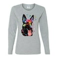 thumbnail image 2 of Wild Bobby Dean Russo German Shepherd Dog Lover Women Graphic Long Sleeve Tee, Heather Grey, X-Large, 2 of 5