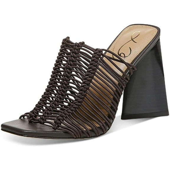 Sam Edelman Laurette Caviar Brown Block Heel Slip On Squared Toe Fashion Mules (Caviar Brown, 11)