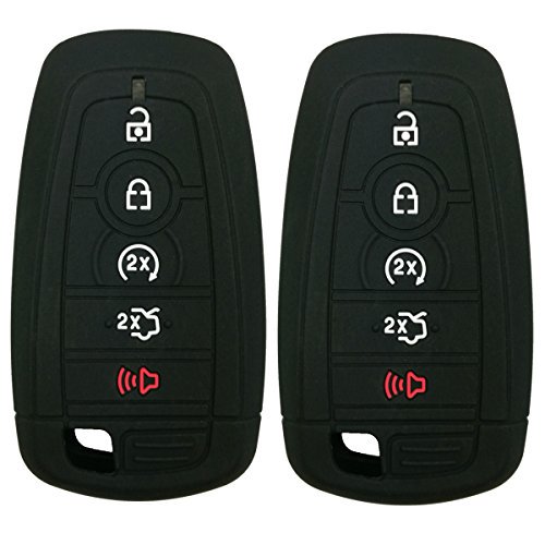 2Pcs Coolbestda Rubber 5buttons Smart Key Fob Full Protector Remote Skin Cover Case Keyless Jacket for 2019 2018 2017 Ford Fusion F250 F350 F450 F550