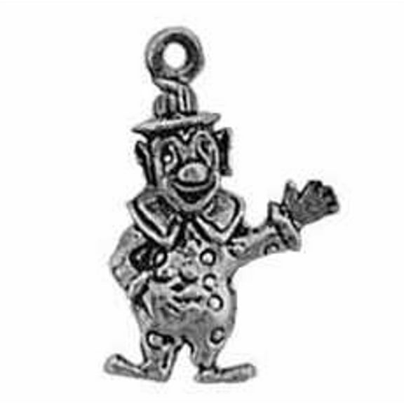Sterling Silver 30" 1.2mm Box Chain Waving Clown Pendant Necklace