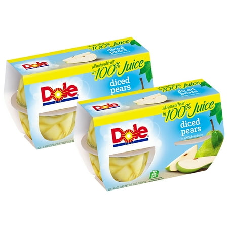 Cinnamon Pears - (8 Pack) Dole Fruit Bowls, Diced Pears in 100% Fruit Juice, 4 Ounce (4 Cups)